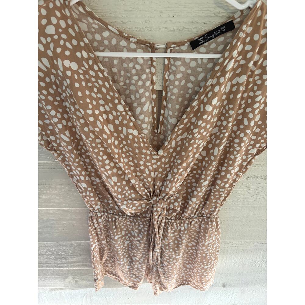 Simplee Beige & White Printed Romper – Women’s Size Small - Picture 5 of 7